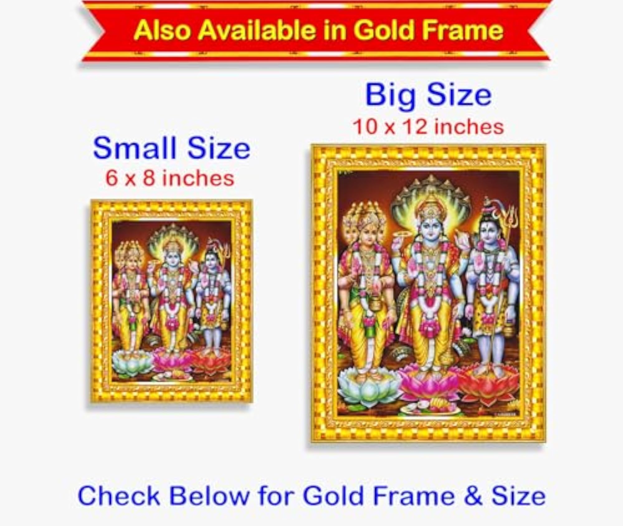 Brahma Vishnu Mahesh Wall Painting Framed Decor